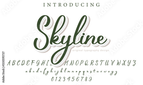 Skyline Font Stylish brush painted an uppercase vector letters, alphabet, typeface