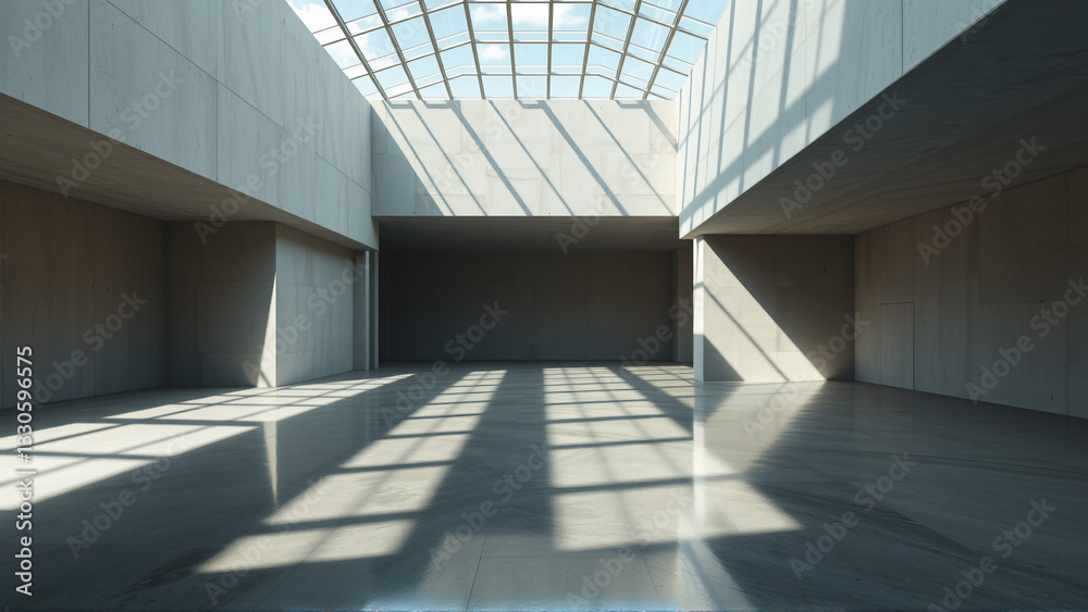 Obraz premium Empty spacious room with concrete walls