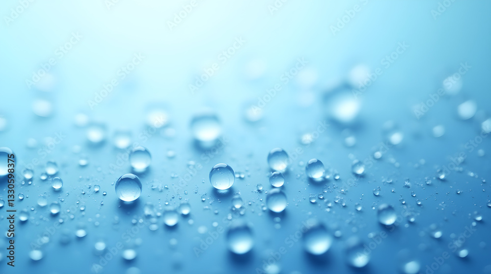 Fresh Macro Water Droplets on Blue Texture Background Fresh Macro Water Droplets on Blue Texture Background