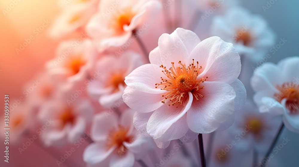 Soft Focus Macro Close-Up Delicate White Flowers Orange Centers Dreamy Bokeh Floral Spring Nature Fine Art Stock Pictures Soft Focus Macro Close-Up Delicate White Flowers Orange Centers Dreamy Bokeh Floral Spring Nature Fine Art Stock Pictures
