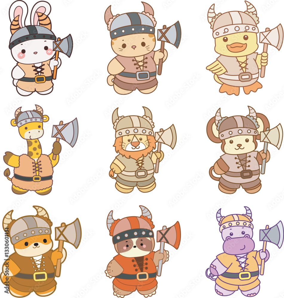 Fototapeta premium Cute animals vector icon with Halloween theme. Funny baby animal Halloween illustration. 