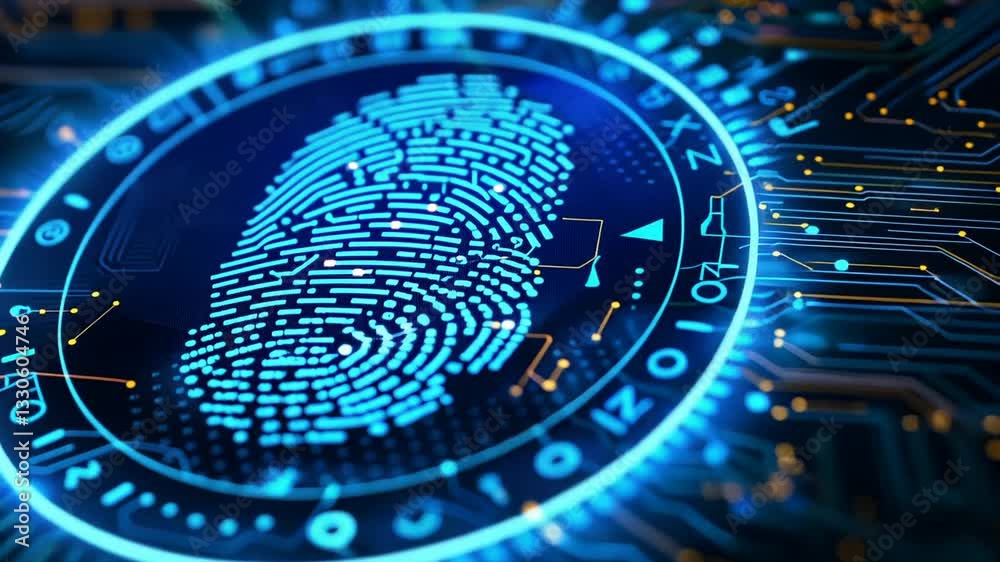 Blaue digitale Fingerabdruck-Technologie mit futuristischem Glühen