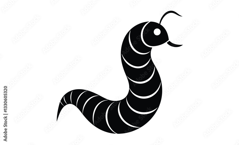 Fototapeta premium Worm silhouette vector icon, worm insect icon clip art silhouette logo design vector illustration