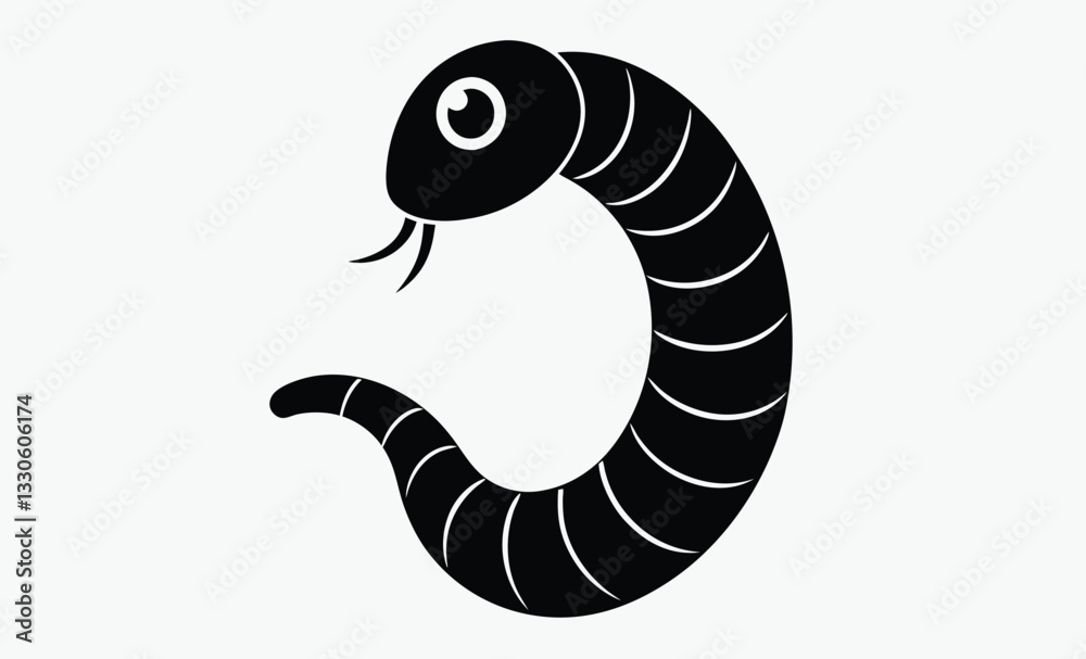 Fototapeta premium Worm silhouette vector icon, worm insect icon clip art silhouette logo design vector illustration 