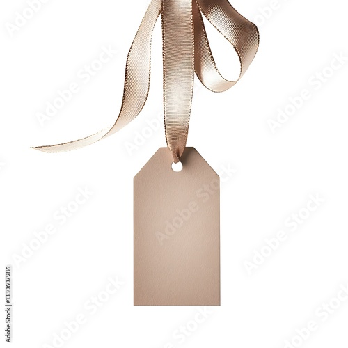 A blank tag hangs from a delicate ribbon to represent a gift