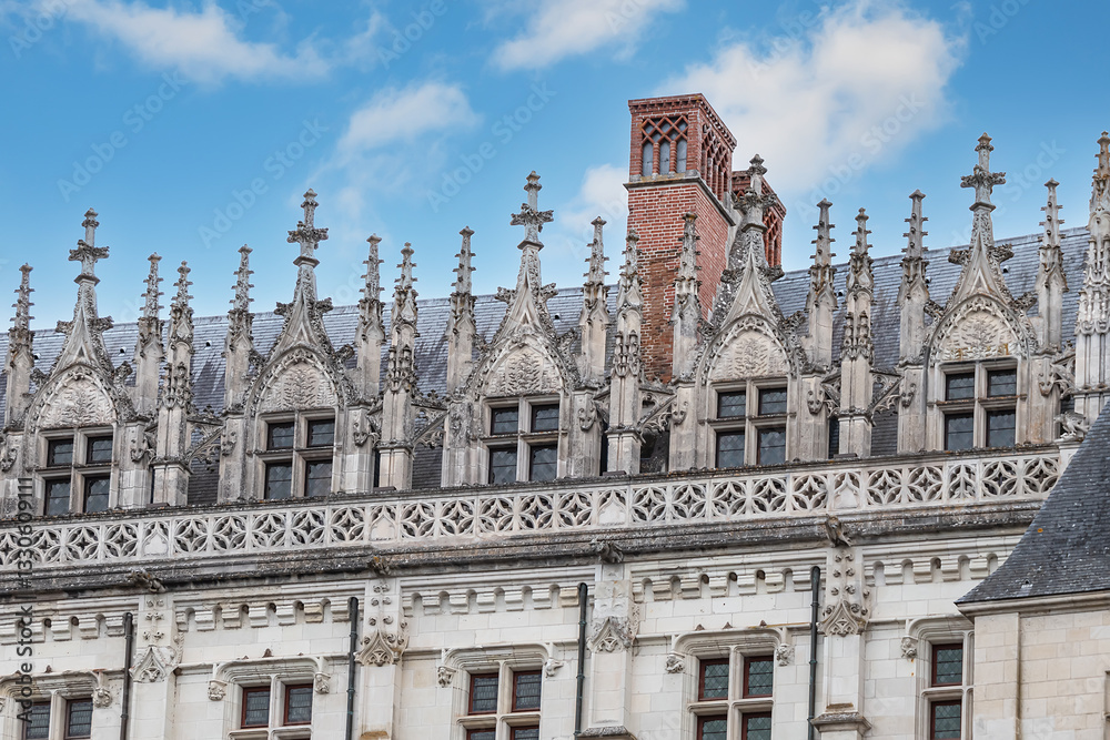 Naklejka premium The old medieval castle of Amboise (XV century). View from the Loire River. Amboise, Indre et Loire, France.