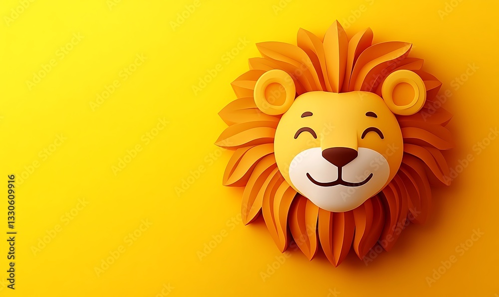 Obraz premium Cute Pixel Art Lion Head On Bright Yellow Background