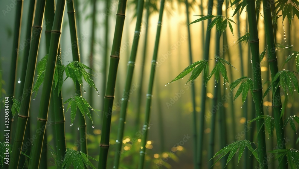 Fototapeta premium Misty Bamboo Forest at Dawn