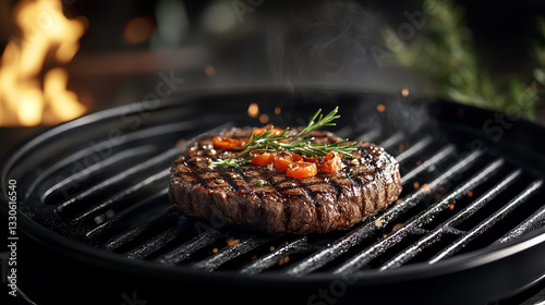 Obraz na płótnie Cinematic grilled beef steak photography with juicy details, charred texture, and professional food lighting.
w salonie