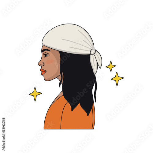 Ancient Israelite Woman Character. A biblical character. A woman wearing a headscarf. Hand drawn illustration