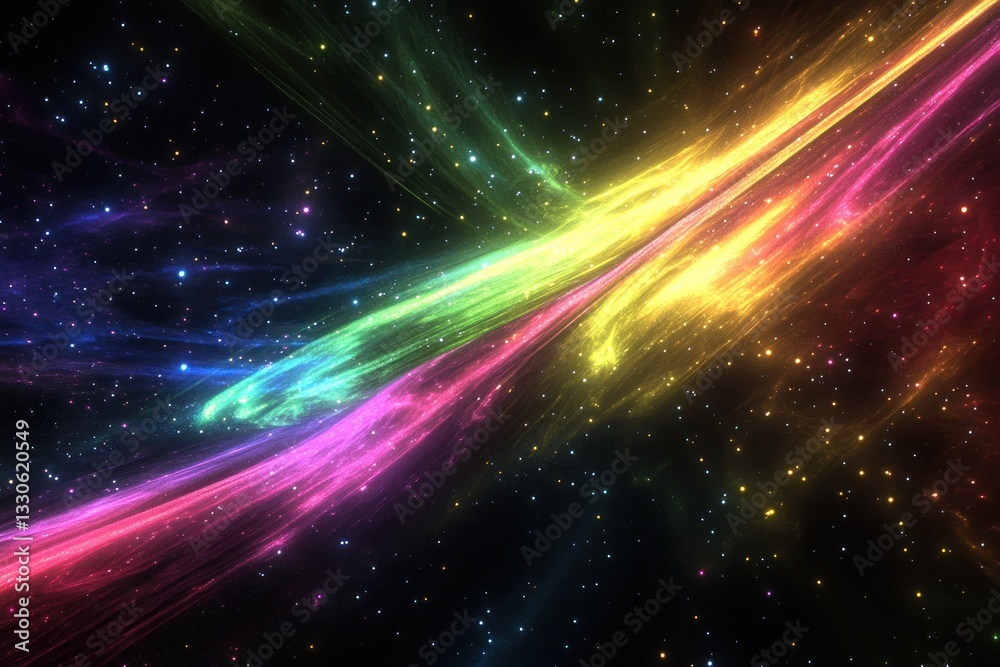 Obraz premium Colorful cosmic waves flowing through a starry space