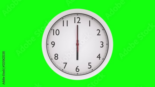 White Clock Fast Rotation Time-Lapse on Green Screen
