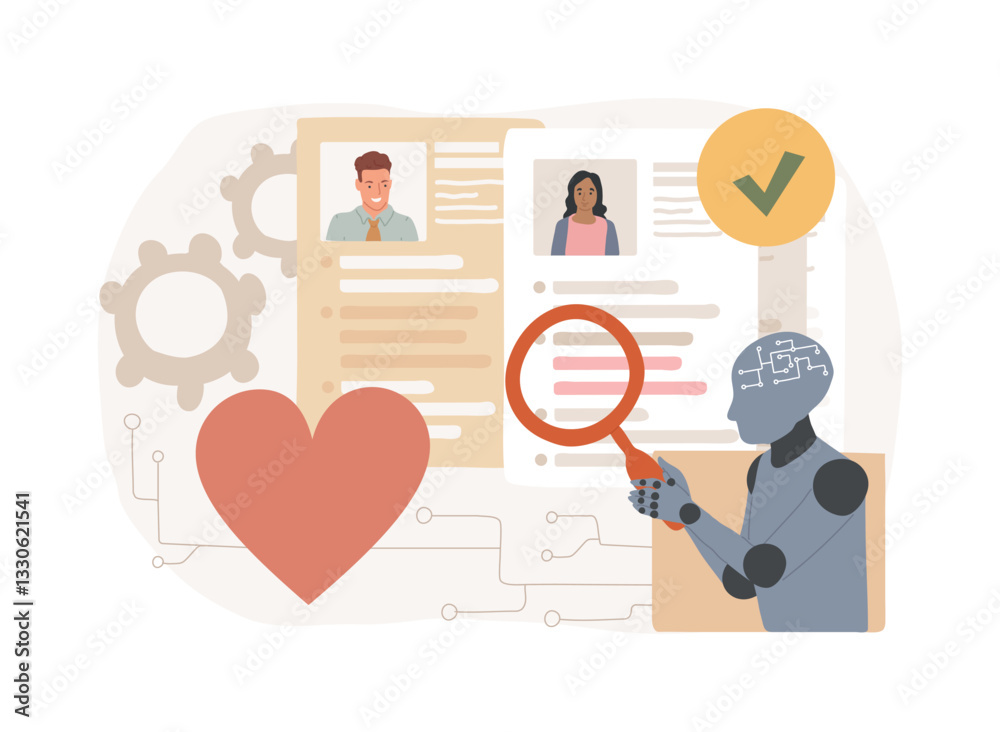 AI-Backed Volunteer Matching abstract concept vector illustration.