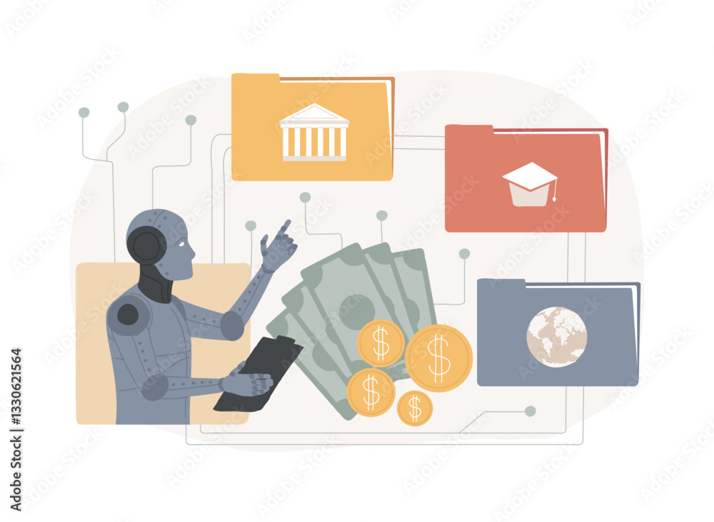 AI-Streamlined Resource Allocation abstract concept vector illustration.