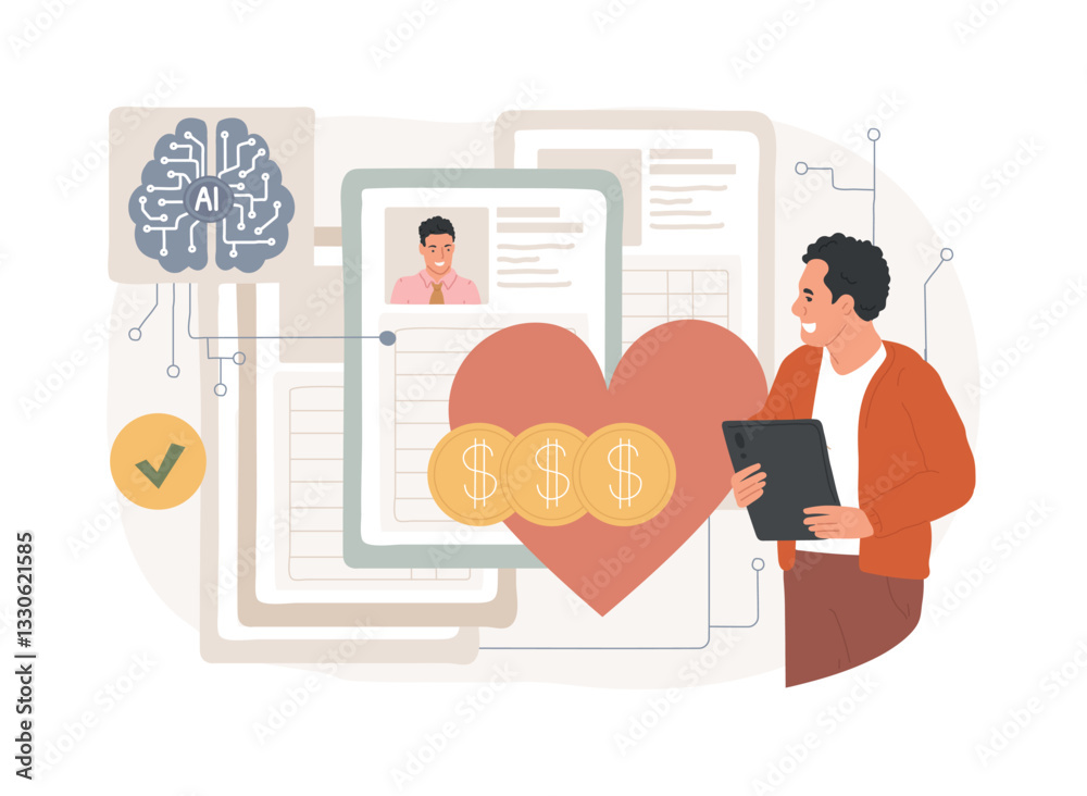 AI-Optimized Grant Application Review abstract concept vector illustration.