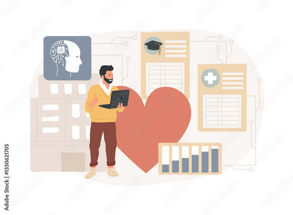 AI-Enhanced Social Services abstract concept vector illustration.