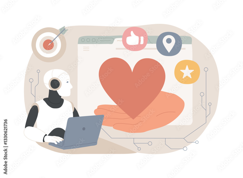 AI-Driven Nonprofit Marketing abstract concept vector illustration.