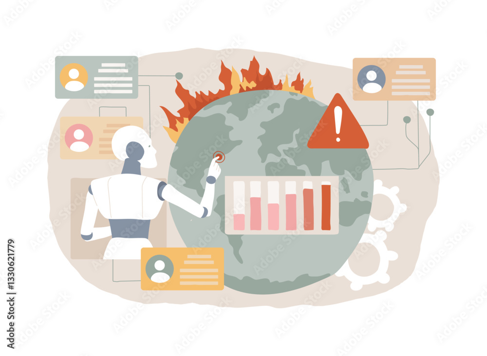 AI-Optimized Disaster Response abstract concept vector illustration.