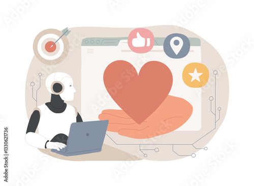 AI-Driven Nonprofit Marketing abstract concept vector illustration.