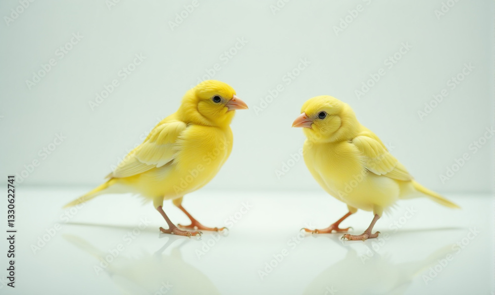 Two cute yellow canaries facing each other on a white background. Perfect for pet, nature, or spring-themed projects. Two cute yellow canaries facing each other on a white background. Perfect for pet, nature, or spring-themed projects.
