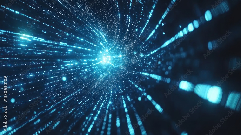 Digital tunnel effect, glowing particles, abstract, dark background Digital tunnel effect, glowing particles, abstract, dark background