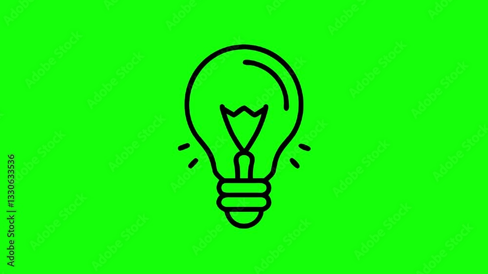 Animated Outline Icon of a Bulb with Green Screen Background Animated Outline Icon of a Bulb with Green Screen Background