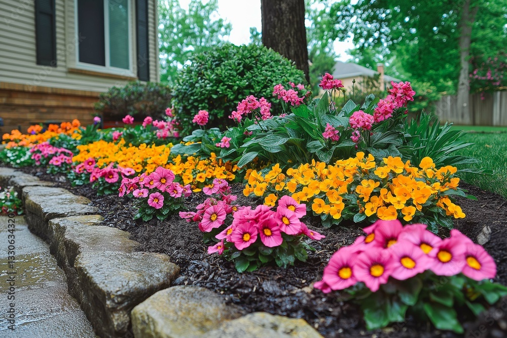 Spring Blooms in a Colorful Garden
