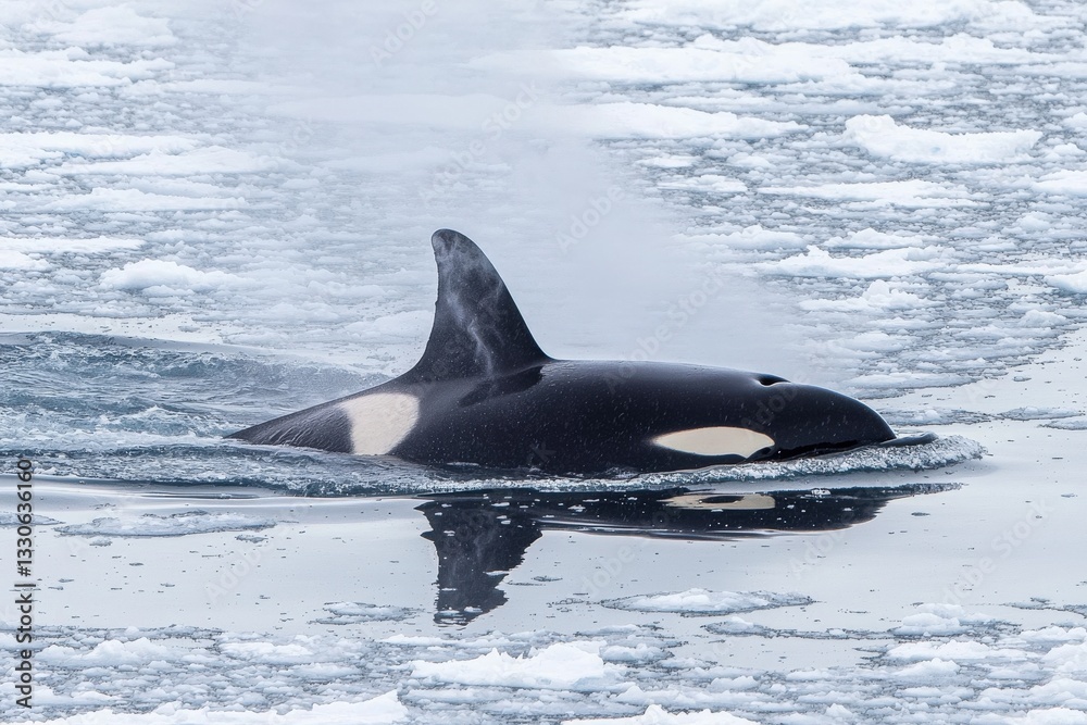 Fototapeta premium Majestic Orca Surfaces in Arctic Waters