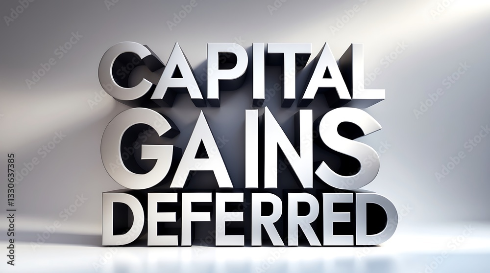 Bold typography showcasing deferred capital gains in finance Bold typography showcasing deferred capital gains in finance