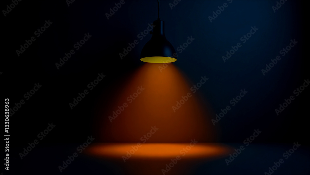 Obraz premium Lamp casting warm light - an attractive minimalist interior design with shadows and warmth
