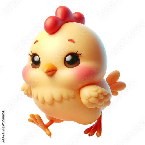 Cute 3d chicken isolated on white background