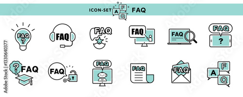 FAQ（よくある質問）のアイコン・イラスト・ピクト素材セット