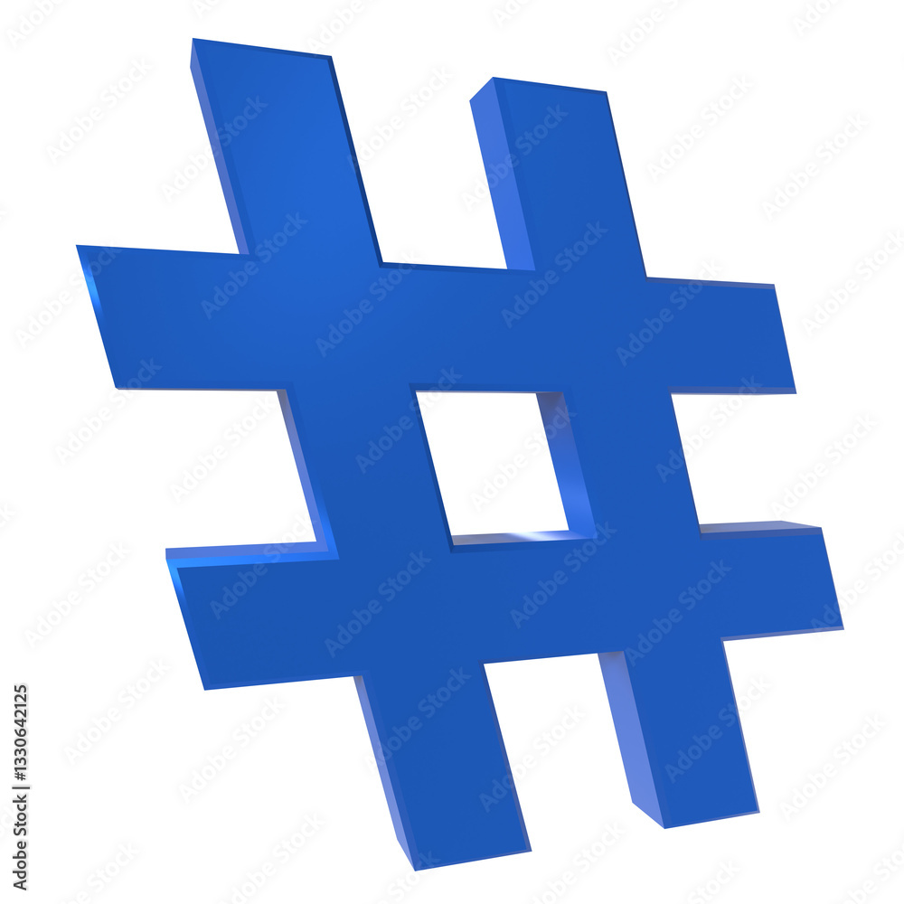 Obraz premium Blue hashtag symbol isolated on transparent