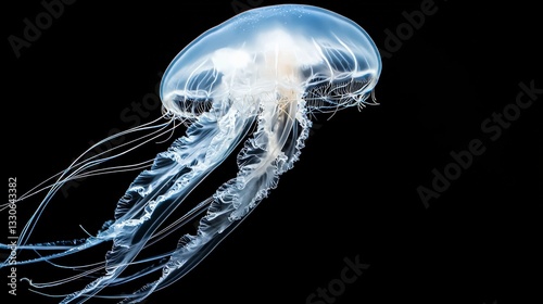 Glowing Crystal Jellyfish in Dark Ocean
