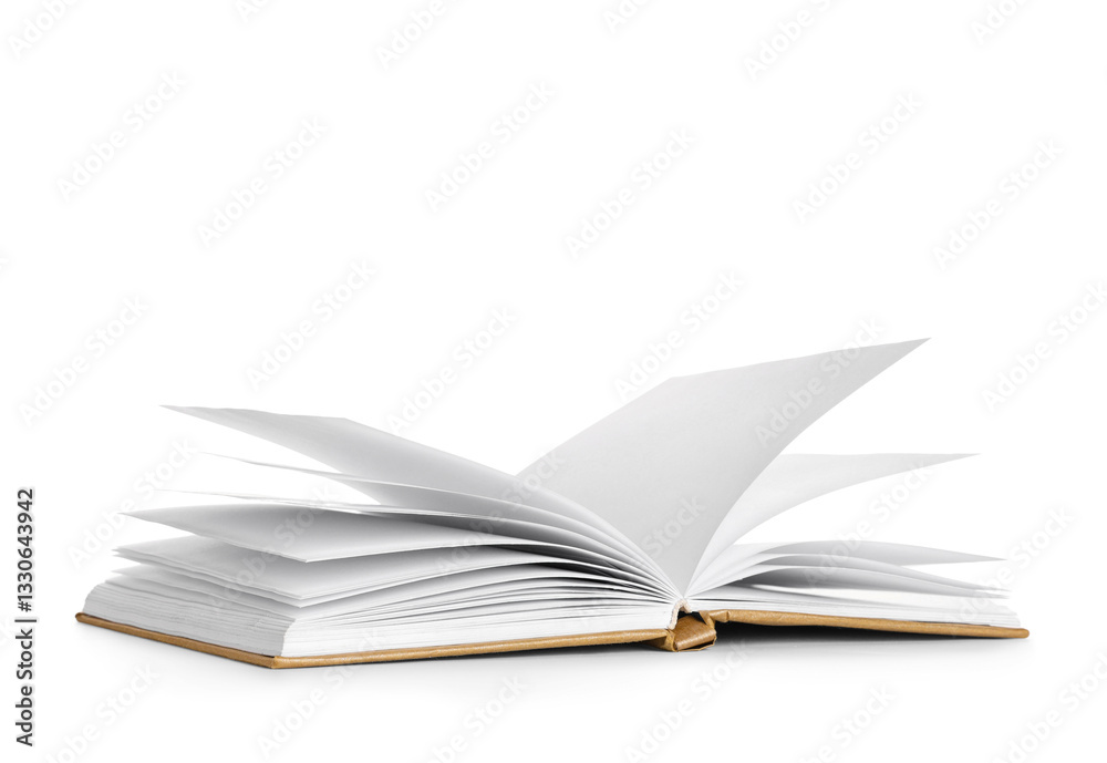 Fototapeta premium Flying open book on white background