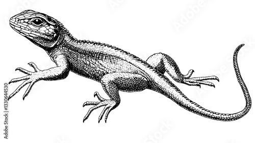 Detailed hand-drawn vintage vector illustration of a lizard capturing its intricate features and natural posture
