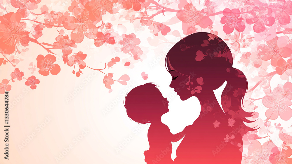 Colourful Happy Mother's Day celebration background with floral designs, hearts, and joyful elements.