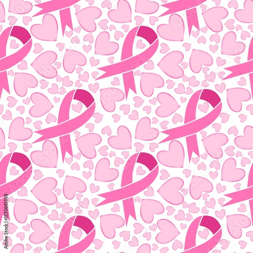 Breast cancer month seamless pink ribbon day mammogram pattern for medical accessories and medicine textiles