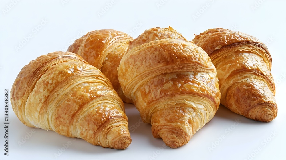 Golden croissants bakery display white Golden croissants bakery display white