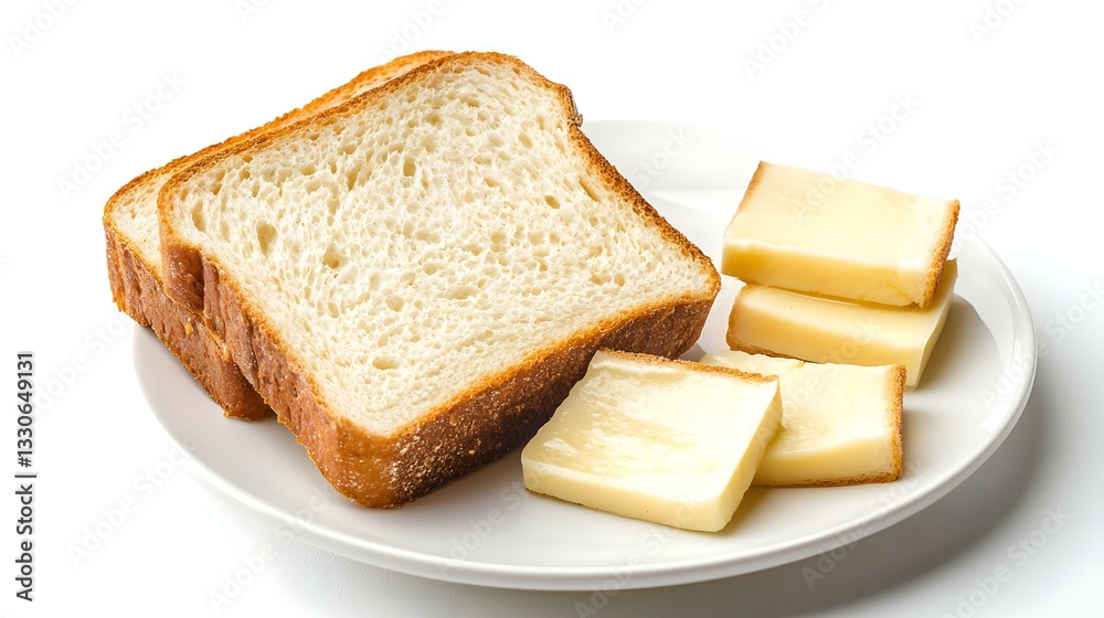 Butter with bread slice on white background Butter with bread slice on white background