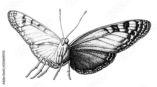 Vintage hand-drawn butterfly illustration for tattoo and product design inspiration