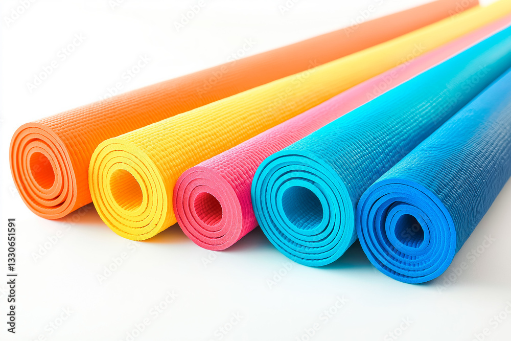 Yoga mat fitness isolated on white background