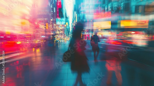 Wallpaper Mural Dynamic Urban Scene of People Commuting in Busy City Environment Torontodigital.ca