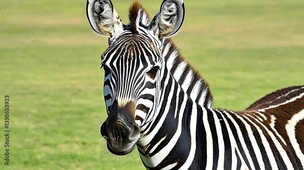 Fototapeta premium Stripes in the Grass: A Close-Up of a Majestic Zebra