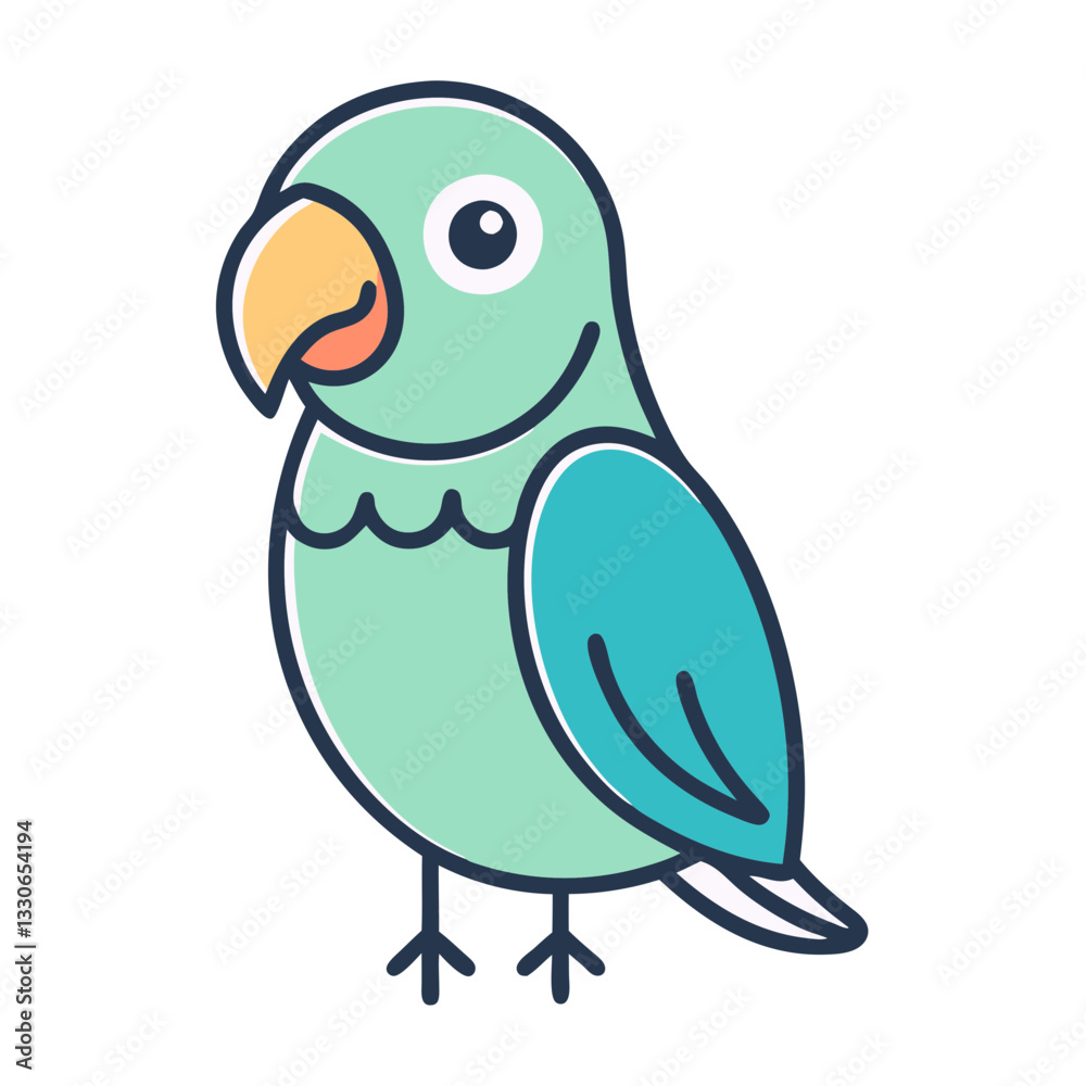 Obraz premium Playful parrot doodle with vibrant colors, fun illustration