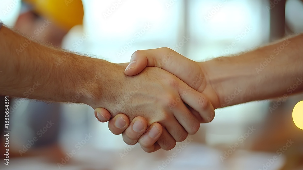Handshake Symbolizing Business Agreement, Close-up of two people shaking hands over a blurred background, symbolizing agreement or partnership Handshake Symbolizing Business Agreement, Close-up of two people shaking hands over a blurred background, symbolizing agreement or partnership