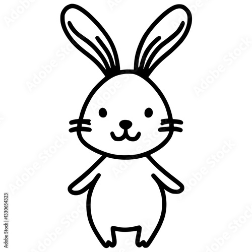 Cute cartoon bunny smiling happily, cheerful character design