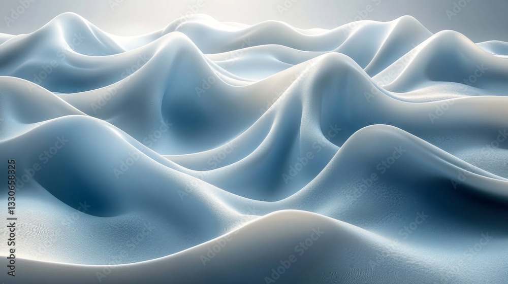 Abstract Blue Waves Rolling Landscape