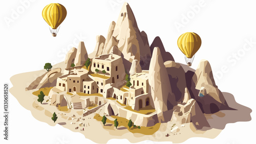 Cappadocia, Turkey- A Surreal Landscape in Isometric Perspective