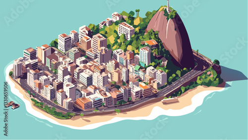 Rio de Janeiro- The Vibrant Beach City in Isometric View